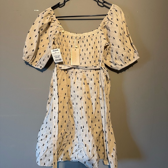Sim & Sam Linen Beige and Black Dot Dress - Picture 4 of 7